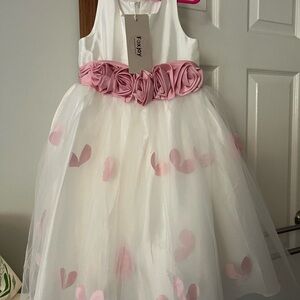Elegant Pink and White Kids Dress